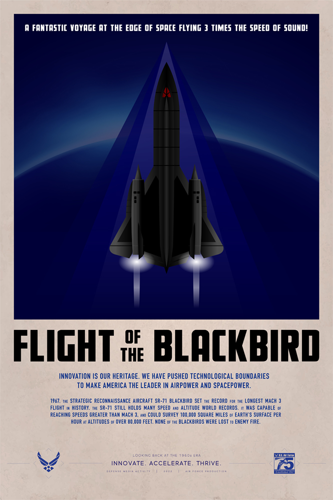 Air Force 75th Anniversary Poster: Flight of the Blackbird - 1960s era 